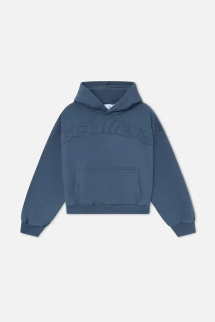 FELPA CON CAPPUCCIO BLU RAW