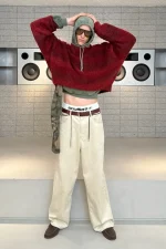 Pantaloni Jumbo in camoscio grigio (4)